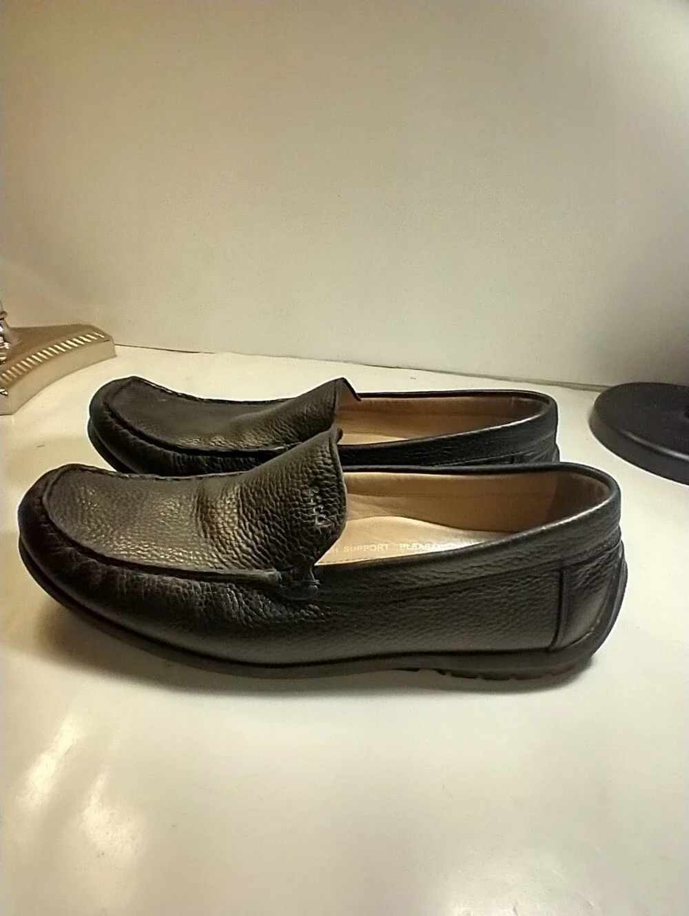 Ecco Black Leather Flex Sole Driving Moc Loafers Men's sz 10(44).